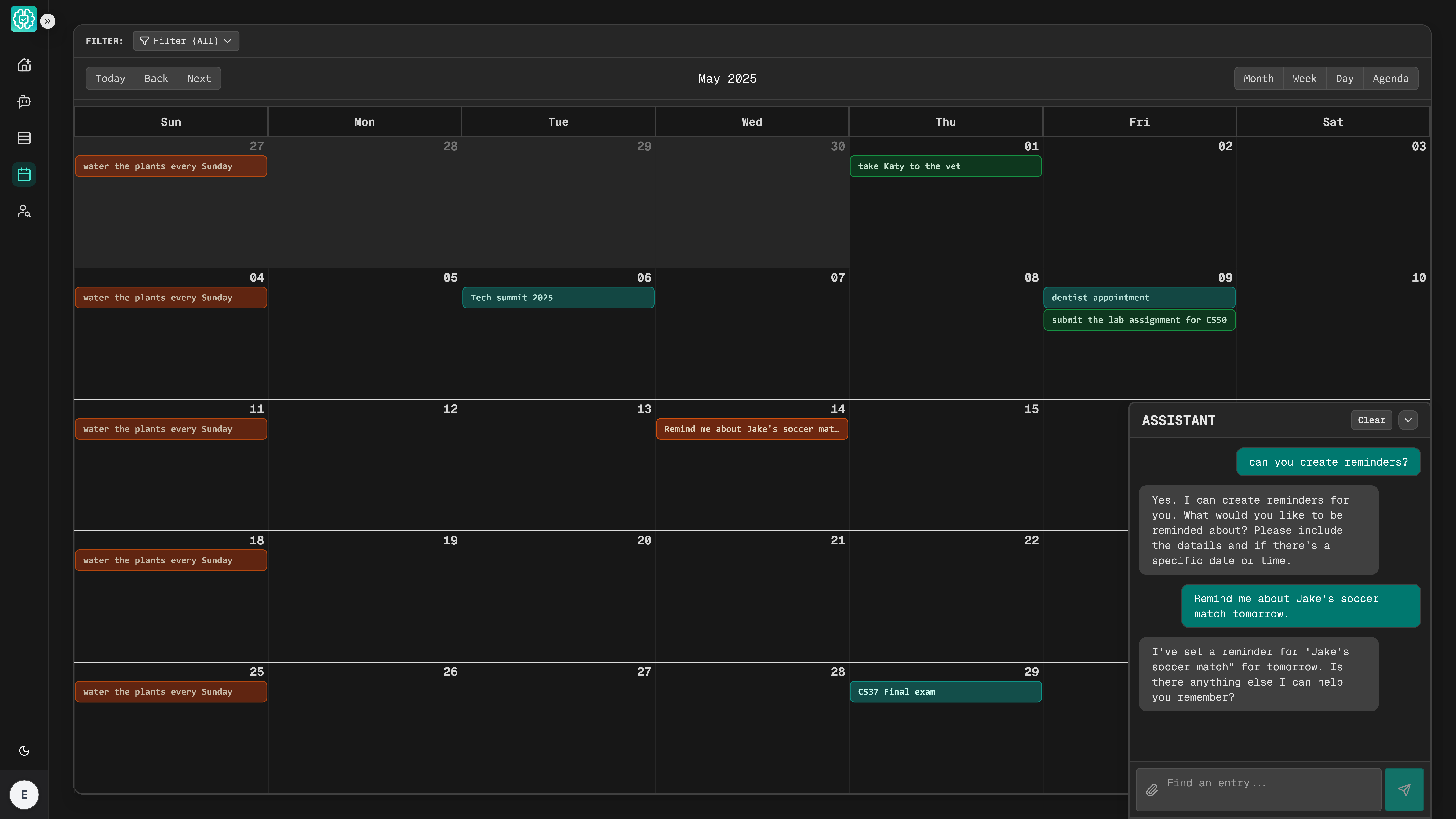 Clearo calendar view screenshot