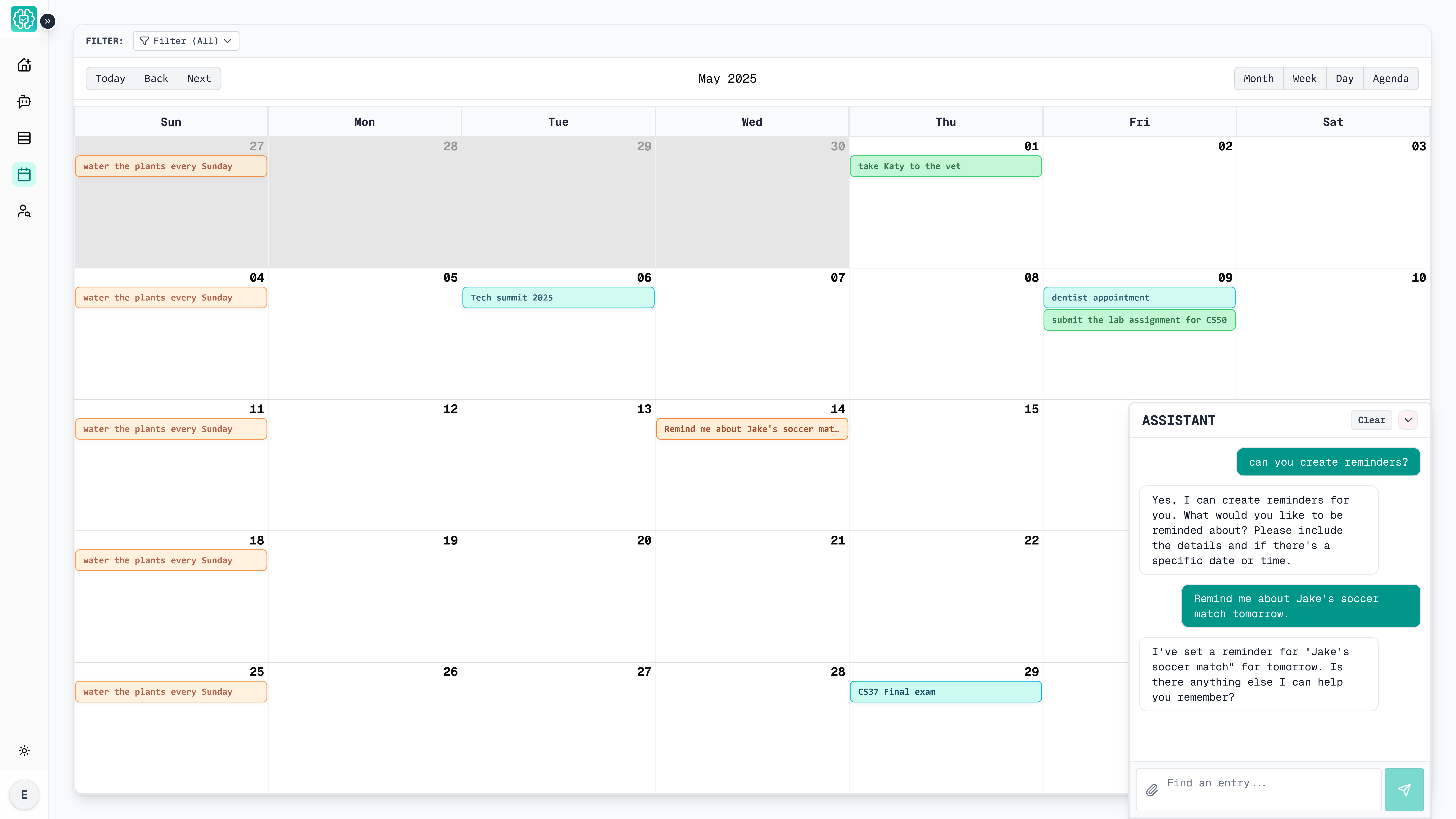 Clearo calendar view screenshot