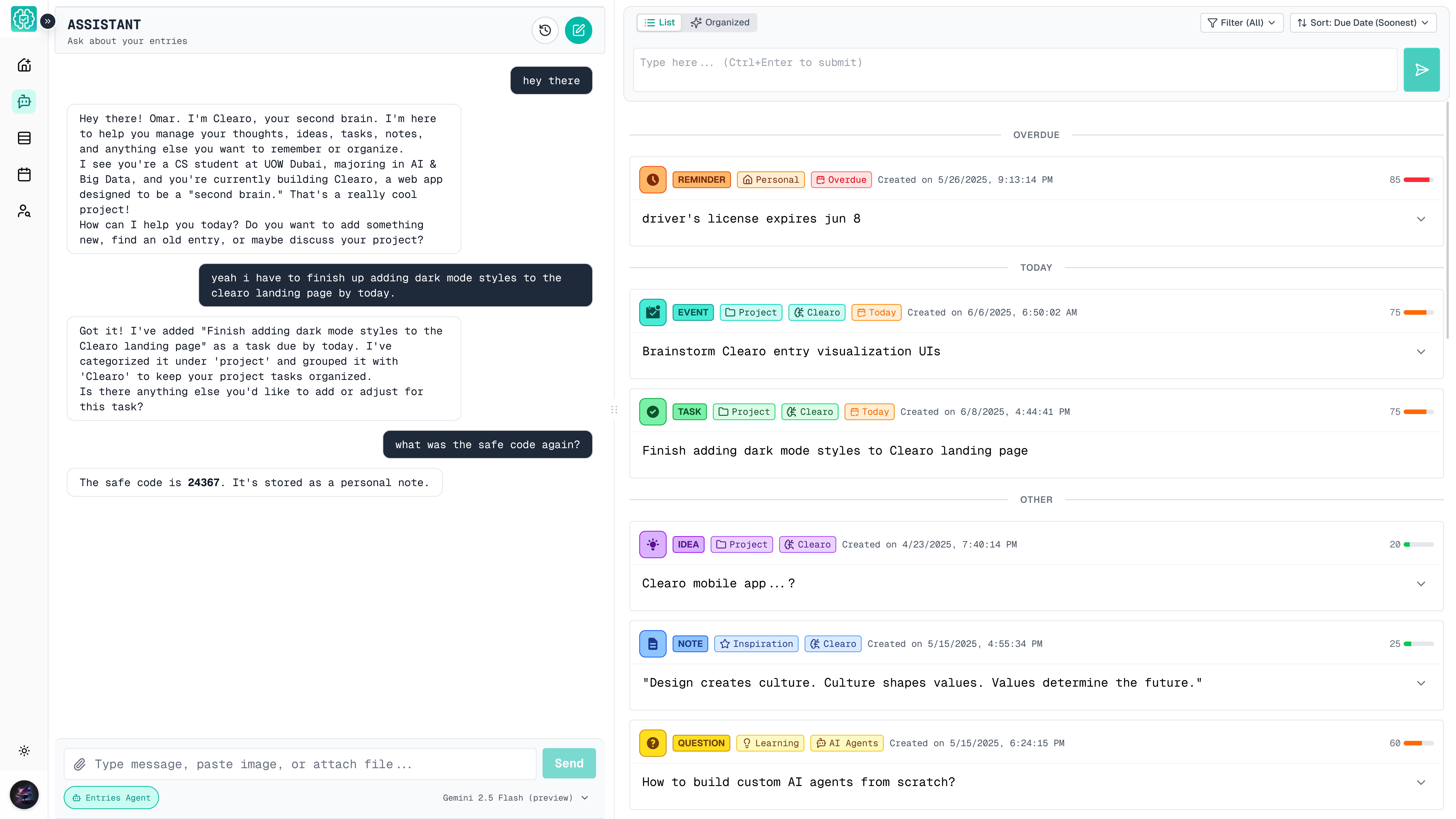 Clearo application screenshot
