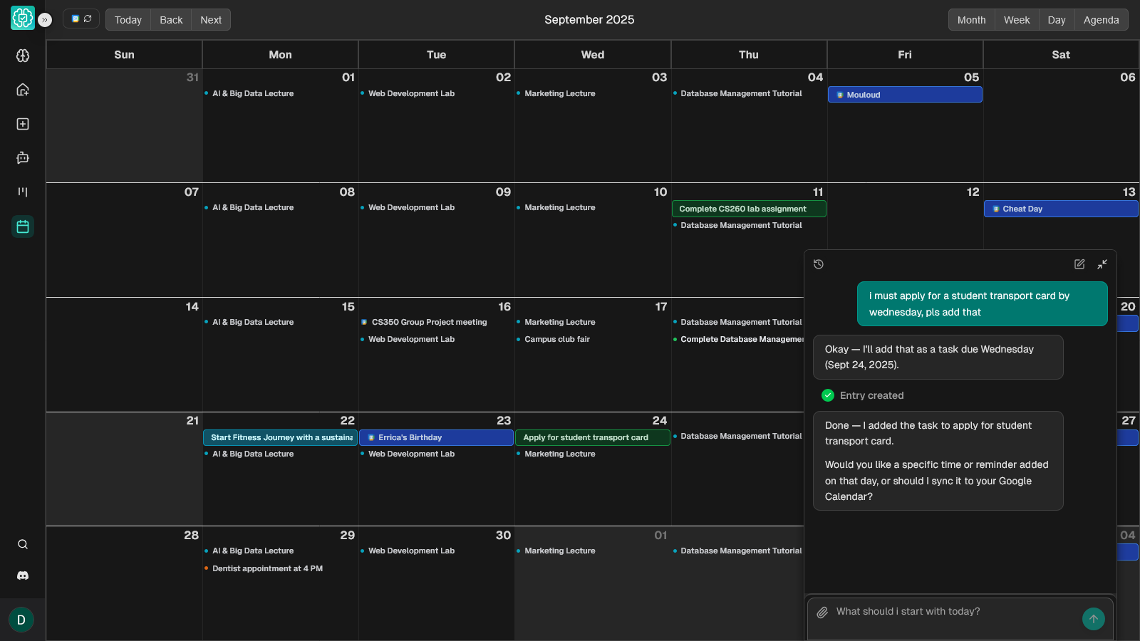 Clearo calendar view screenshot
